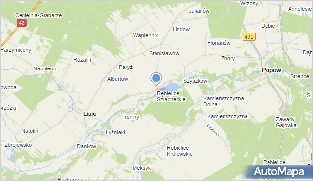 mapa Rębielice Szlacheckie, Rębielice Szlacheckie na mapie Targeo